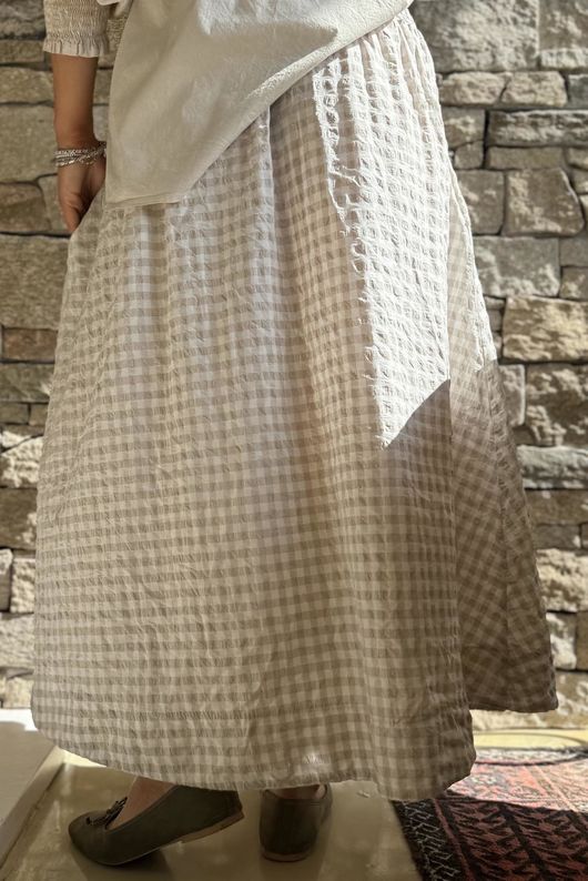 Nonni Gingham Ripley Skirt Stone